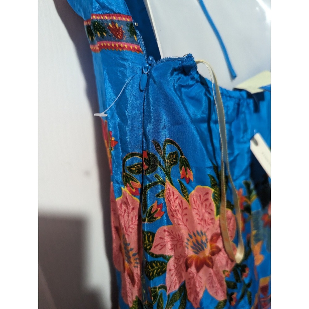 Farm Rio V-Neck Dress Anthropologie Halter Floral Tiered Sundress Cover XS NEW - Picture 13 of 15